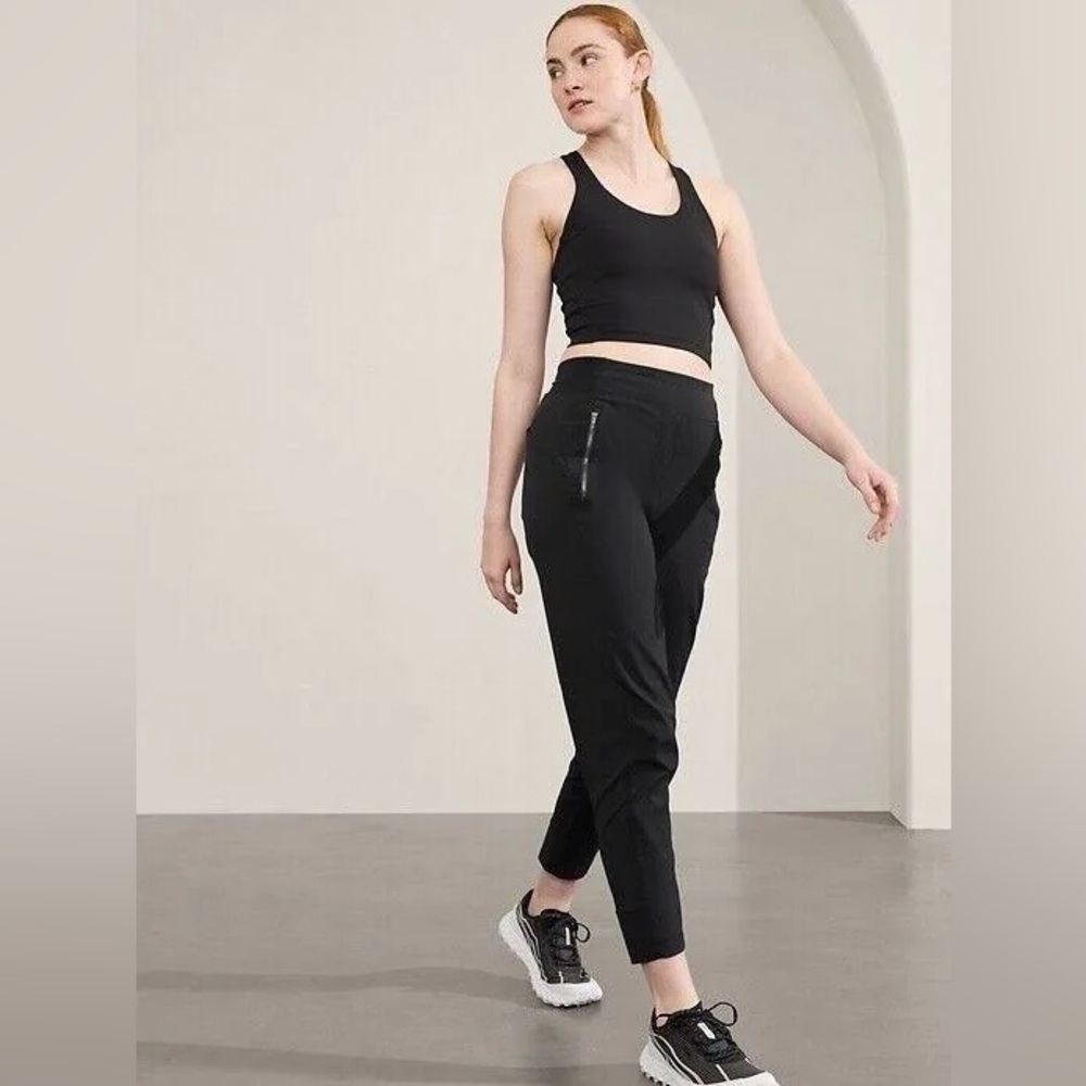 Athleta Women’s 8 Black Track Pants High Waisted Ankle Pants Active Workout
